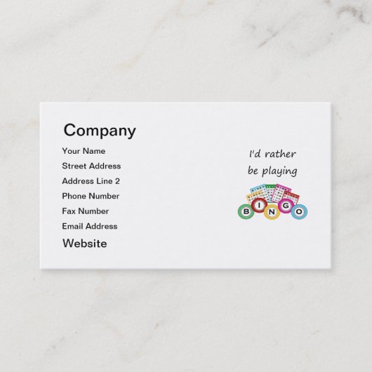 Ik zou liever bingo spelen visitekaartje (Voorkant)
