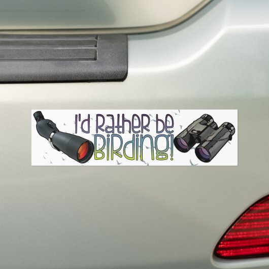 "Ik zou liever Birding" Bumpersticker (Op auto)