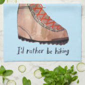 Ik zou liever BLAUW bomen hikken. Theedoek (Gevouwen)