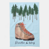 Ik zou liever BLAUW bomen hikken. Theedoek (Verticaal)