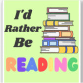 Ik zou liever boekenstapel groen lezen sticker (Voorkant)