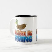 Ik zou liever boer zijn. DUCK (virtuele landbouw) Tweekleurige Koffiemok (Voorkant links)