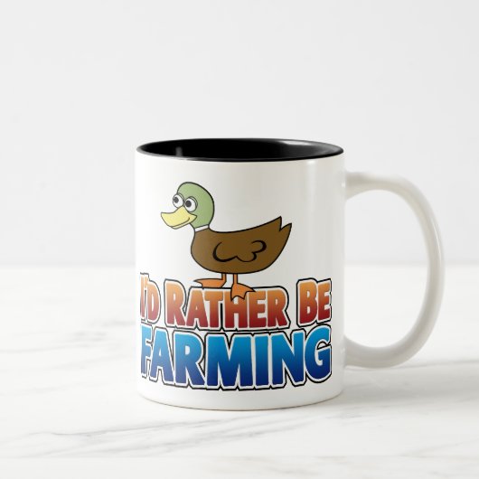 Ik zou liever boer zijn. DUCK (virtuele landbouw) Tweekleurige Koffiemok (Rechts)
