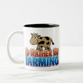 Ik zou liever boer zijn. (virtuele landbouw) tweekleurige koffiemok (Links)
