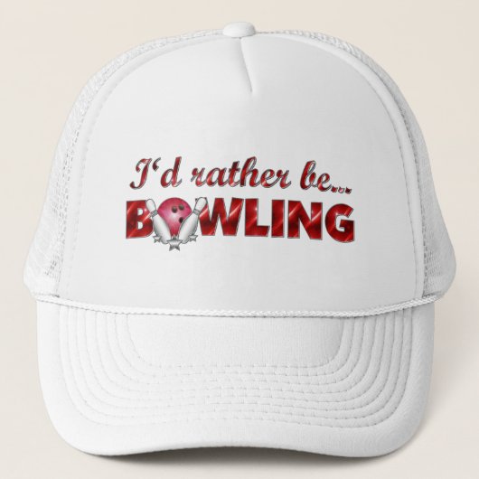Ik zou liever BOWLING (rood) zijn Trucker Pet (Voorkant)