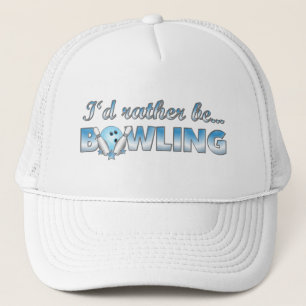 Ik zou liever BOWLING zijn (blauw) Trucker Pet