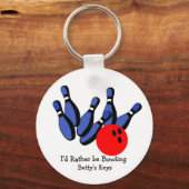 Ik zou liever Bowling zijn, gepersonaliseerd Sleutelhanger (Voorkant)