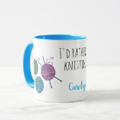 Ik zou liever breien, gepersonaliseerd mok (Voorkant links)