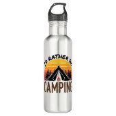 Ik zou liever Camping Retro Sunset zijn Waterfles (Voorkant)