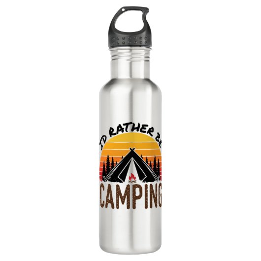 Ik zou liever Camping Retro Sunset zijn Waterfles (Voorkant)