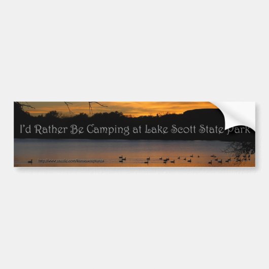 Ik zou liever Camping zijn in Lake Scott State Par Bumpersticker (Voorkant)