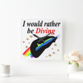 IK ZOU LIEVER DUIKEN MEISJE ONTWERP VIERKANTE KLOK (Huis)