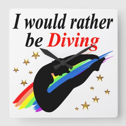 IK ZOU LIEVER DUIKEN MEISJE ONTWERP VIERKANTE KLOK (Voorkant)