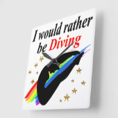 IK ZOU LIEVER DUIKEN MEISJE ONTWERP VIERKANTE KLOK (Hoek)