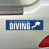 Ik zou liever duiken | Zelfstandige duiker Bumpersticker (Op auto)