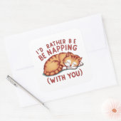 Ik zou liever dutten (met jou) - Ginger Cat Vierkante Sticker (Envelop)