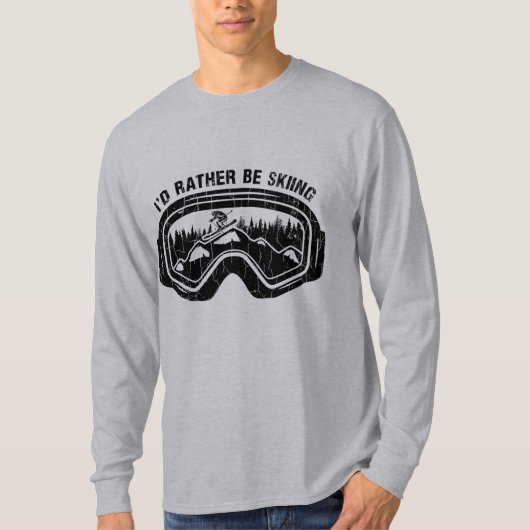 Ik zou liever een leuke retro  skiër skiën t-shirt (Voorkant)