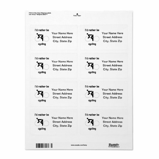 Ik zou liever fietsen etiket (Full Sheet)