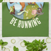 Ik zou liever Fox & Badger Woodland Race lopen Theedoek (Gevouwen)