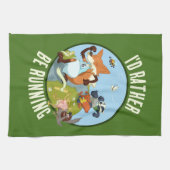 Ik zou liever Fox & Badger Woodland Race lopen Theedoek (Horizontaal)