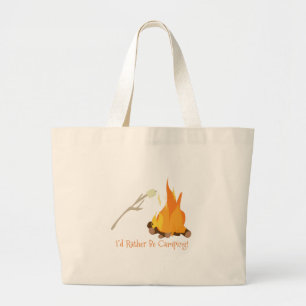 Ik zou liever gaan kamperen! grote tote bag