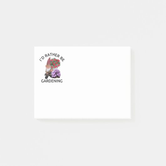 Ik zou liever Gardening Garden Gnome Post-It Notes (Voorkant)