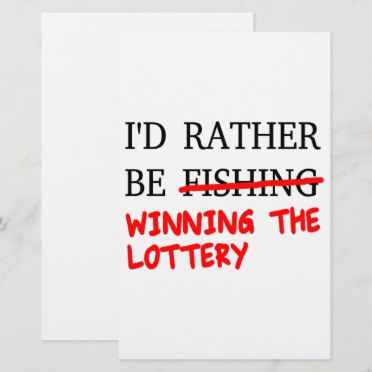 Ik zou liever Gevist zijn... De loterij winnen Briefpapier (Voorkant / Achterkant)