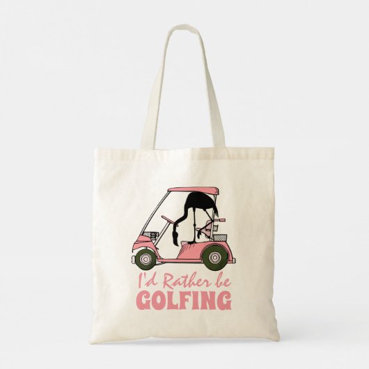 Ik zou liever golfen grappig flamingo ontwerp tote bag (Achterkant)