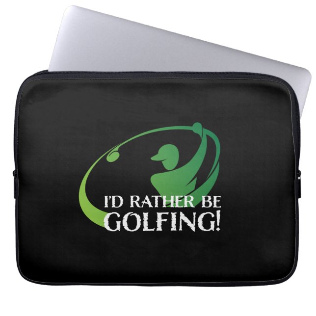 Ik zou liever Golfing Matig Golfer Sports Black L Laptop Sleeve (Voorkant)