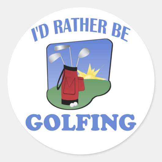Ik zou liever Golfing zijn Ronde Sticker (Voorkant)