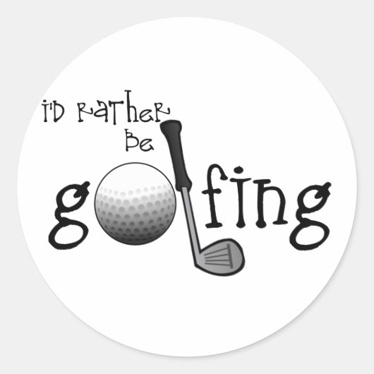 Ik zou liever Golfing zijn Ronde Sticker (Voorkant)