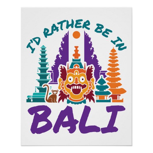 Ik zou liever in Bali Indonesia zijn... ... ... .. Perfect Poster (Voorkant)