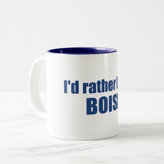 Ik zou liever in Boise Idaho zijn Tweekleurige Koffiemok (Voorkant links)