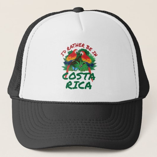 Ik zou liever in Costa Rica Vacation Souvenir zijn Trucker Pet (Voorkant)
