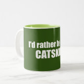 Ik zou liever in de klas zitten tweekleurige koffiemok (Voorkant links)