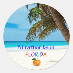 Ik zou liever in Florida zijn, palmbomen en sinaas Ronde Sticker