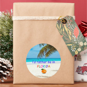 Ik zou liever in Florida zijn. Ronde Sticker