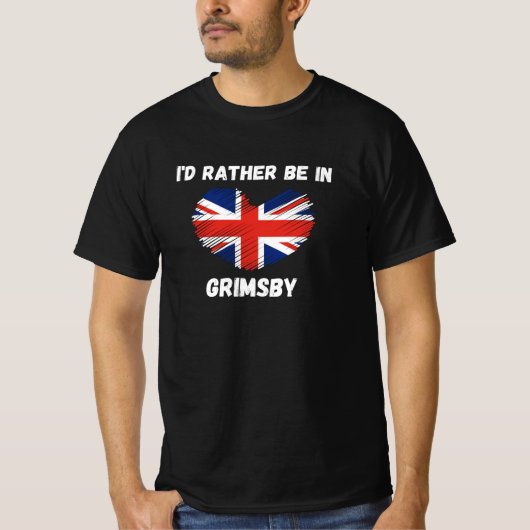 Ik zou liever in Grimsby zijn - Union Jack Heart T-shirt (Voorkant)