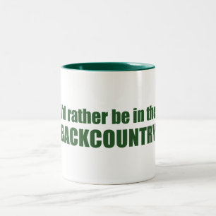 Ik zou liever in het achterland zijn tweekleurige koffiemok