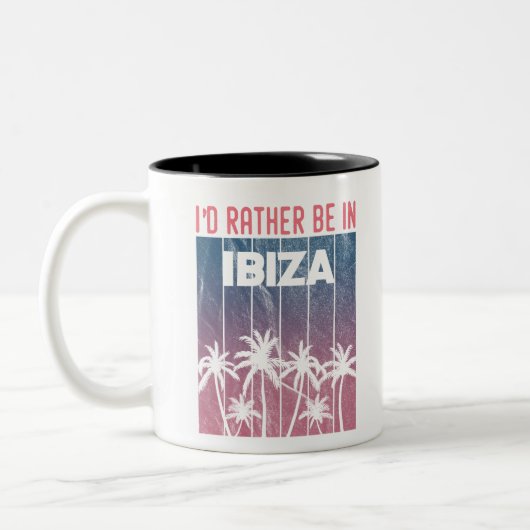 Ik zou liever in Ibiza zijn Tweekleurige Koffiemok (Links)