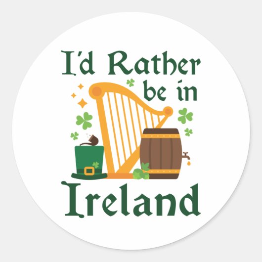 Ik zou liever in Ierland zijn Ronde Sticker (Voorkant)