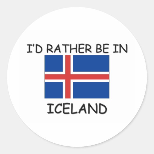 Ik zou liever in IJsland zijn Ronde Sticker (Voorkant)