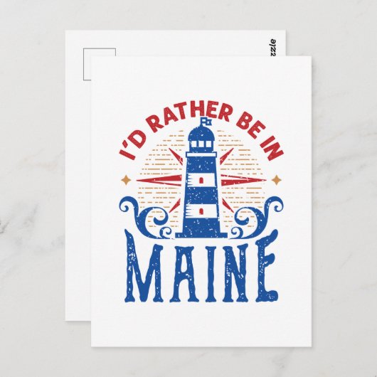 Ik zou liever in Maine Local Mainer Lighthouse zij Briefkaart (Voorkant / Achterkant)