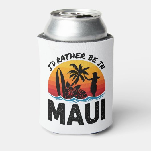 Ik zou liever in Maui Hawaii zijn Blikjeskoeler (Blikje Achterkant)