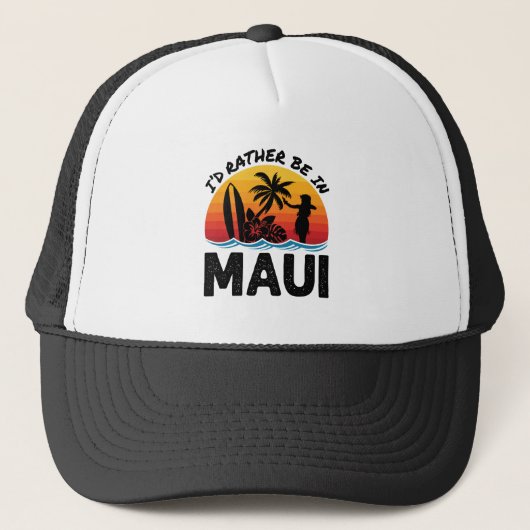 Ik zou liever in Maui Hawaii zijn Trucker Pet (Voorkant)