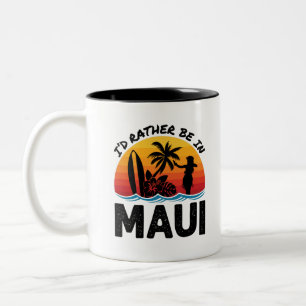 Ik zou liever in Maui Hawaii zijn Tweekleurige Koffiemok