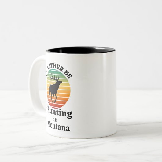 Ik zou liever in Montana jagen. Buitendeuren Tweekleurige Koffiemok (Voorkant links)