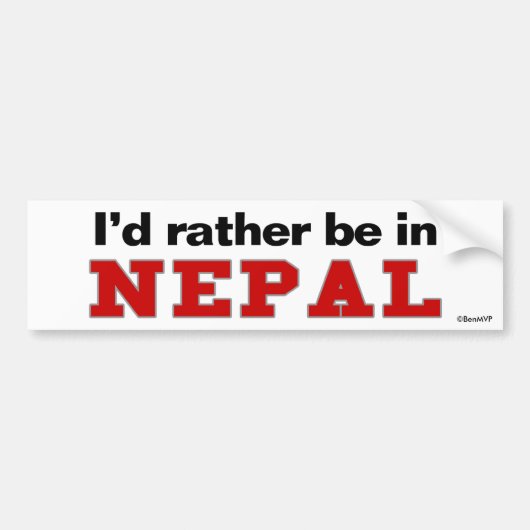 Ik zou liever in Nepal zijn Bumpersticker (Voorkant)