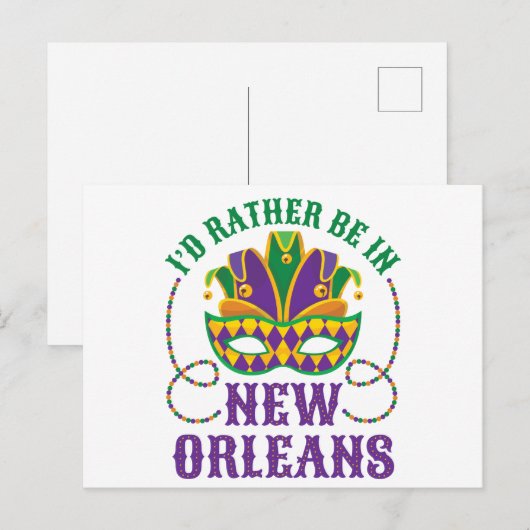 Ik zou liever in New Orleans zijn Briefkaart (Voorkant / Achterkant)