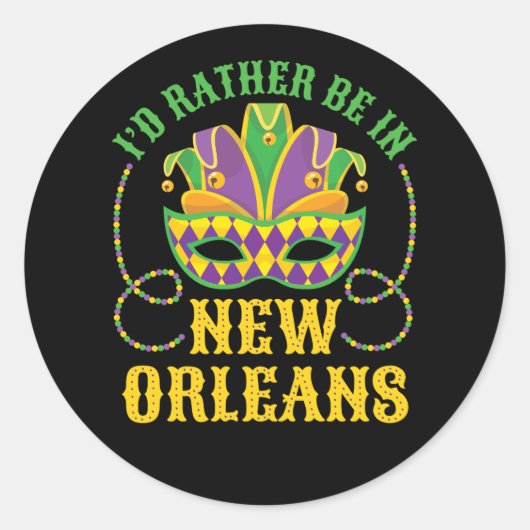 Ik zou liever in New Orleans zijn Ronde Sticker (Voorkant)